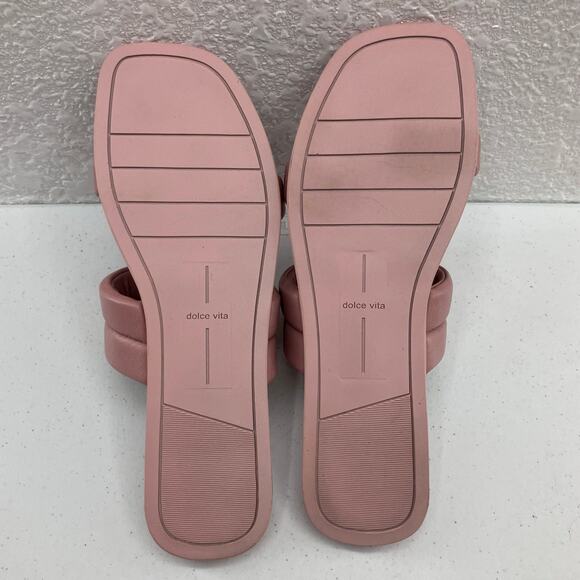 Dolce Vita Rose Pink Leather Slip On Slide Made In Italy Adore Shoes Sandals - Picture 7 of 12